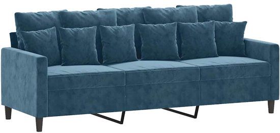 vidaXL Driezitsbank 180 cm fluweel blauw
