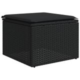 vidaXL 7-delige Loungeset met Kussens, Poly Rattan, Acacia, Zwart