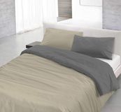 Italian Bed Linen Dekbedovertrek, 100% Katoen, Bruin/Crème, 200x200 cm