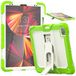Hoesje iPad Pro 5/4/3 Generatie 12,9 Inch 2021/2020/2018 Hoesje met potloodhouder, Heavy Duty Robuuste schokbestendige beschermhoes met onzichtbare kickstand, Beige+geelgroen