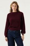 Garcia Femme Pull Uni Rouge Manches longues