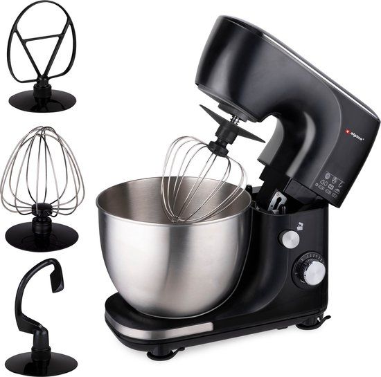 alpina Keukenmachine - 5L RVS Mengkom - 3 Accessoires - Zwart