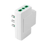 Fanton Drievoudige platte adapter 10 A Italiaanse stekker met 3 tweepolige stopcontacten 16 A en handmatige versterking, wit, 2 stuks