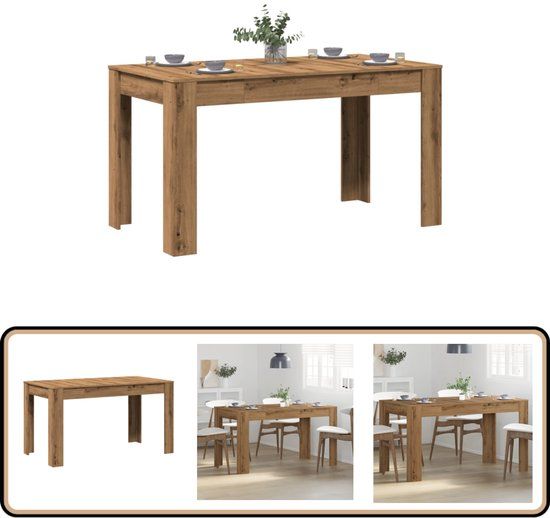 vidaXL Eettafel 140x74,5x76 cm bewerkt hout artisanaal eikenkleurig