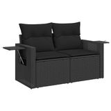 vidaXL 7-delige Loungeset met Kussens, Poly Rattan, Zwart