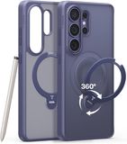 TORRAS UPro Ostand Spin Hoesje Geschikt voor Samsung Galaxy S26 Ultra - Compatibel met MagSafe / Qi2 - 360° Draaibare Magnetische Standaard - Back Cover Kickstand Ring - Paars