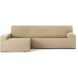ECOMMERC3 Bankhoes voor chaise longue, lange mouw links, bi-elastisch, ademend, voor chaise longue-bank, beige, pasvorm met elastieken en schuimstoffen, bescherming tegen slijtage