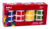 Apli kids APLI Kids 18326 4 kleuren vierkante gum, blauw, rood, geel en groen, 20 x 20 mm, 4 rollen