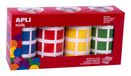 Apli kids APLI Kids 18326 4 kleuren vierkante gum, blauw, rood, geel en groen, 20 x 20 mm, 4 rollen