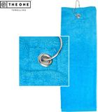 The One Towelling Golfhanddoek - Sporthanddoek - Terry Velours - 100% Gekamd Katoen - Met metaal oog en karabijnhaak - 40 x 50 – Turquoise