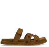 Manfield Dames Bruine Suède Slippers met Bandje Maat 40