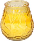 arti casa 1x Citronella lowboy tuin kaarsen in geel glas - 10 cm - 15 branduren