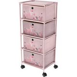 LUPILU Armoire enfant, avec roulettes, 35 x 26 x 82,5 cm (Rose clair)