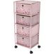 LUPILU Armoire enfant, avec roulettes, 35 x 26 x 82,5 cm (Rose clair)