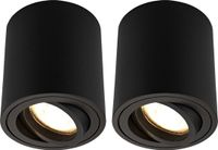 LEDVION - 2X LED Opbouwspots - Dimbaar - 5W - 2700K - Zwart