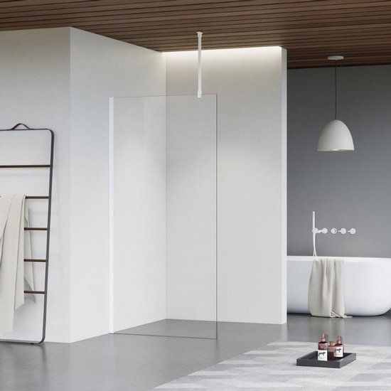 Fortifura Galeria inloopdouche - 100x200cm - helder glas - mat wit