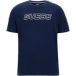 Guess T-shirt van katoenmix, logo's op de mouwen. Ronde hals, korte mouwen, normale pasvorm., Blauw, M