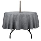 youngseahome Buitentafelkleed, kreukvrij, vlekbestendig, waterdicht polyester stoffen tafelkleed met rits en paraplugat voor picknick, feest, diner/patio tuin (177,8 cm rond, rits, grijs)
