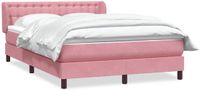 vidaXL Boxspring met matras fluweel roze 140x220 cm