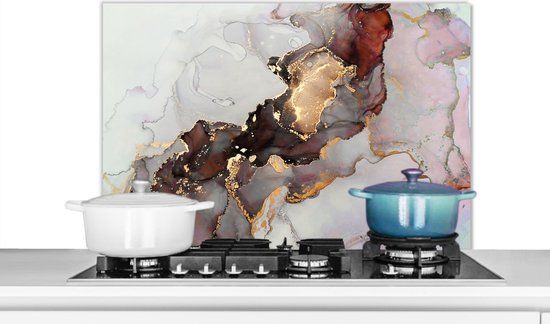 KitchenYeah Spatscherm Marmer goud - RvM - Ferrari - 80x55 cm - Keuken Achterwand