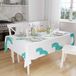 Bonamaison Tafelkleed, Anti-Mold, Sneldrogend, Waterdicht, 100% Polyester Tafellaken, Turkoois, wit, 140 x 160 Cm