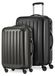 HAUPTSTADTKOFFER Alex - 2-delige kofferset hardcase glanzend, middelgrote koffer 65 cm + handbagage 5 cm, 74 + 42 liter, TSA, zwart-grafiet