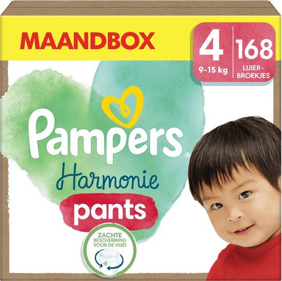 Pampers Harmonie Pants - Maat 4 (9-15 kg) - 168 Luierbroekjes - Maandbox