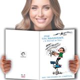 Gaston Lagaffe GLMX-2018 grote verjaardagskaart in formaat A4 + envelop geïllustreerd motief kaarsen Maxi reuze-Maxi