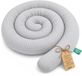 ASE Spolka Akcyjna XXL coussin de lit coussin d'allaitement coussin de lit bordure de lit protège-lit coussin décoratif bordure de lit rouleau XL fait main Pois blancs sur gris 200 cm Certifié Oeko-Tex
