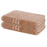 Lavea® Set van 2 Badhanddoeken 70x140 cm 100% Katoen – Zacht en Absorberend – Ideaal als Grote Badhanddoek, Badlaken of Handdoek – Cappuccino