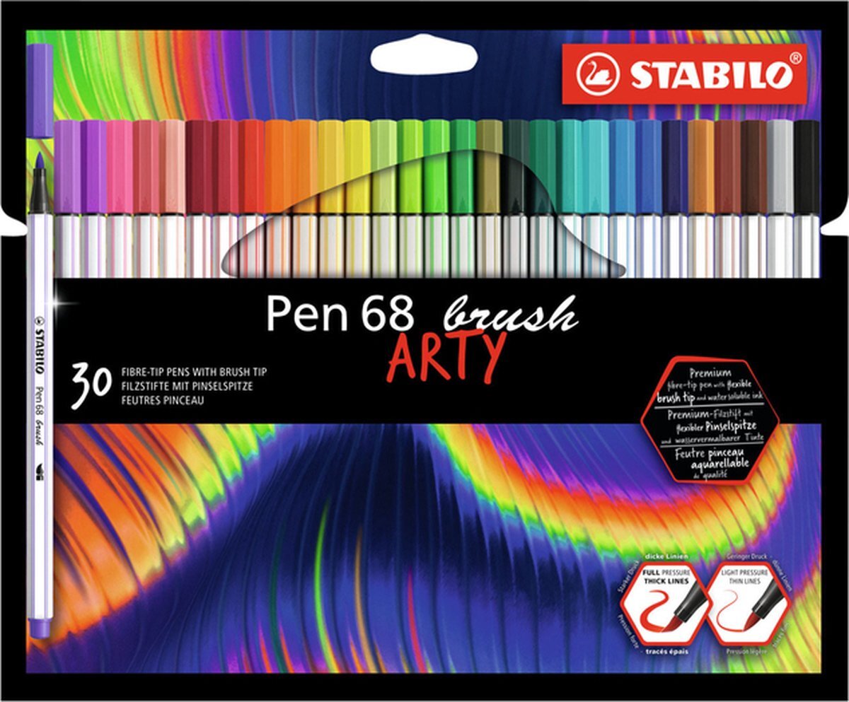 Stabilo Brushstift Pen 568 Arty etui à 30 kleuren | 6 stuks