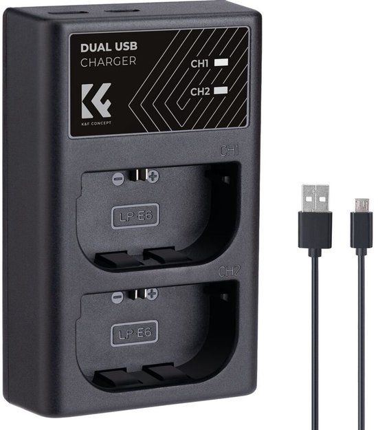 K&F Concept Dubbele batterijlader Canon LPE6NH