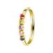 Lucardi Dames Ring 5 multicolor zirkonia's - Ring - Cadeau - 14 Karaat Goud - Geelgoud