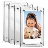 Fintie 4 stuks acryl magnetische fotolijst voor foto's van 7,6 cm, dubbelzijdige koelkast, fotolijst voor Fujifilm Instax Mini 12 11 40 EVO Liplay Link 2 foto, Polaroid instant foto, transparant