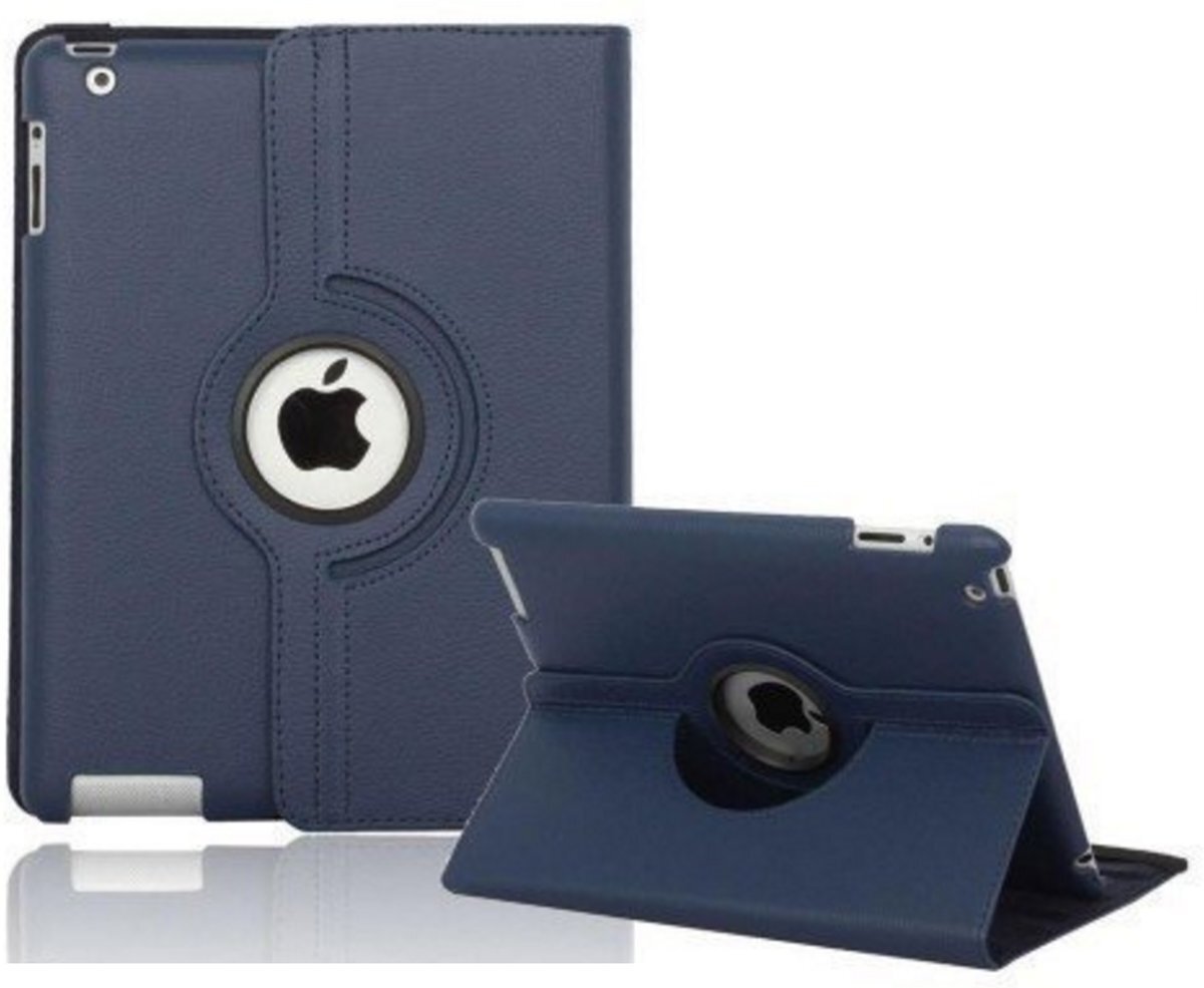 Case2go 360 graden draaibare hoes voor de Ipad 2/3/4 - Donker Blauw Geschikt voor de iPad 2 iPad 3 & iPad 4