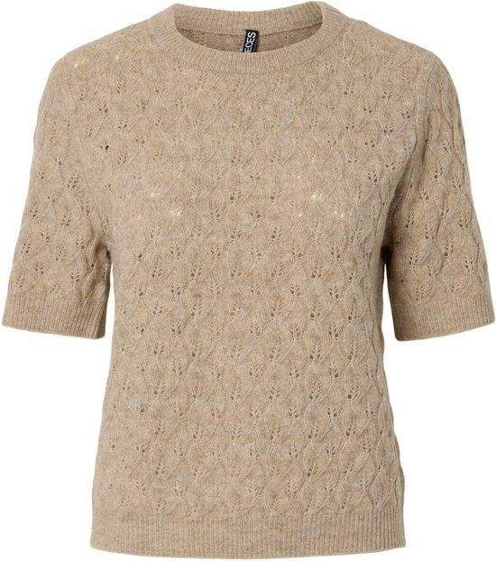 Pieces Trui Pclelou Ss O-neck Knit Noos Bc 17162071 Taupe Gray/melange Dames Maat - XXL