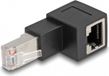 Delock RJ45 Plug op RJ45 Jack Adapter CAT6A 90° omhoog schuine schuine Zwart
