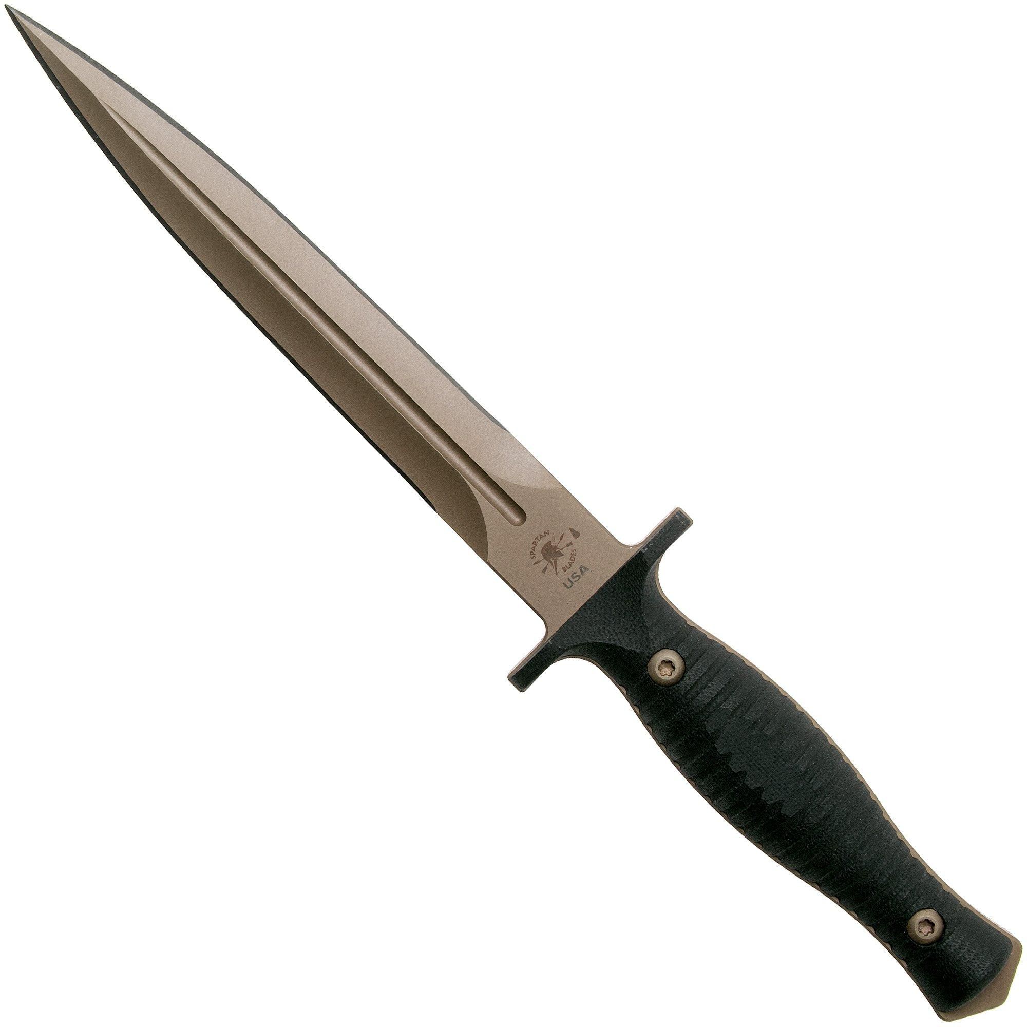 Spartan Blades George V14 Dagger Flat Dark Earth Blade, Black Handle, dolk