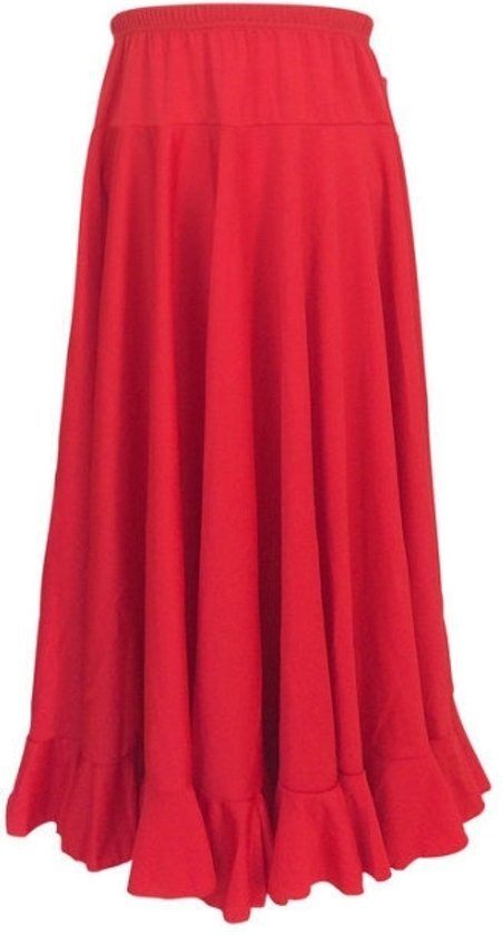 Spaansejurk NL Spaanse Flamenco Rok - rood effen - dames - maat L