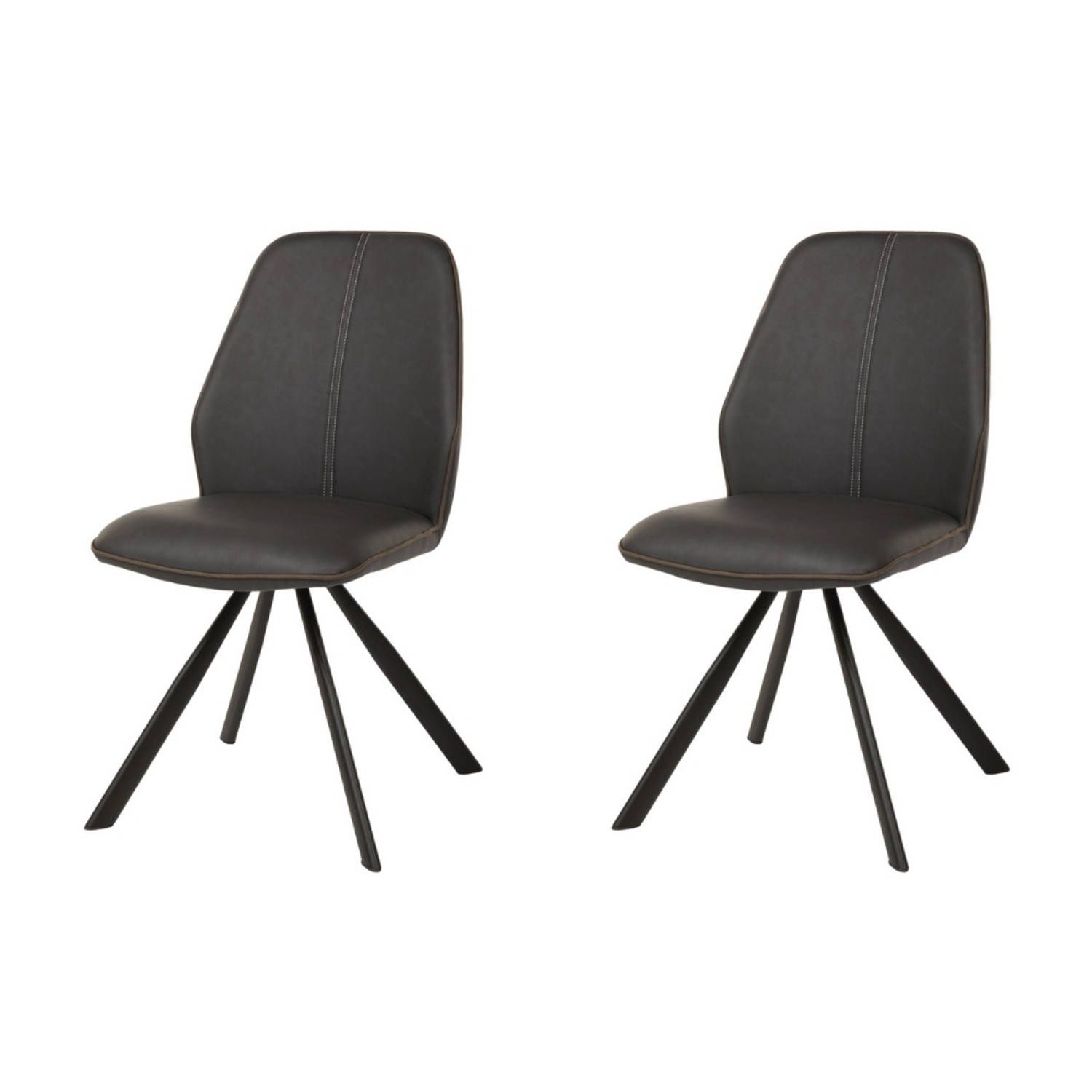 WAYS. moderne kunstleren eetkamerstoelen - bruin - 2 stuks