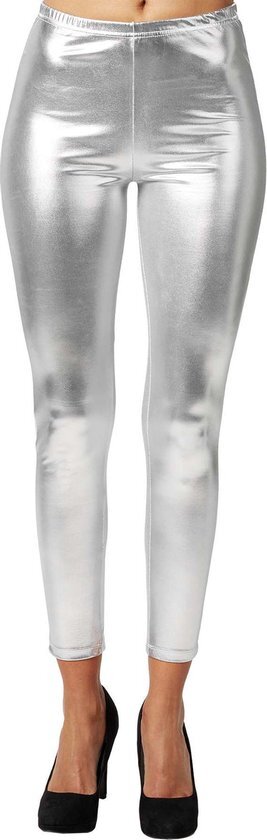 Tectake dressforfun - Metallic legging zilver M - verkleedkleding kostuum halloween verkleden feestkleding carnavalskleding carnaval feestkledij partykleding - 303598