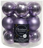 Decoris Kleine kerstballen - 18x st - lila paars - D4 cm - glas - kerstversiering