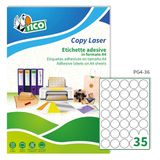Tico PG4-36 etiketten, glanzend, rond, 100 FF, wit