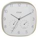 DRW Wandklok van aluminium met thermometer en hygrometer met gouden frame, 28 x 4 x 28 cm