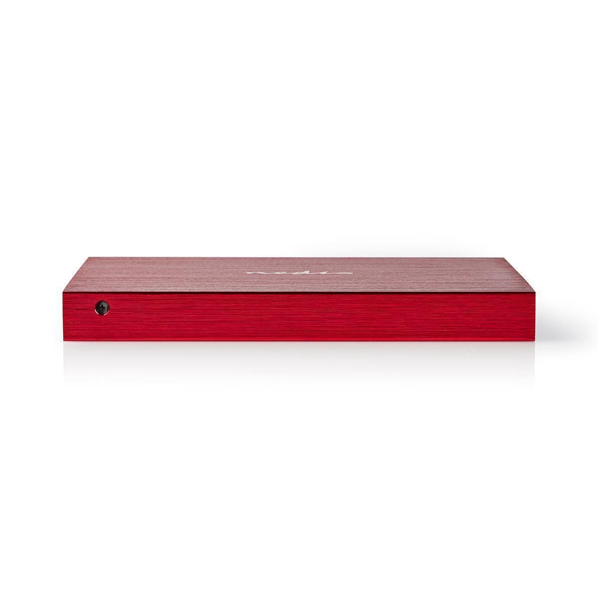 Nedis HDDE25310RD Harde schijf behuizing 2.5 inch USB 3.1 6 Gbit/s Aluminium Rood