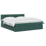 vidaXL LED-opbergbed met matras, donkergroen, 200 x 200 cm, fluweel
