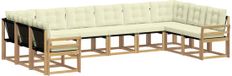vidaXL Hoek loungeset 10 zitplaatsen Wit en crème Acacia hout