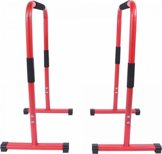 Gorilla Sports Dip Bars Deluxe Rood - Push up stand bar