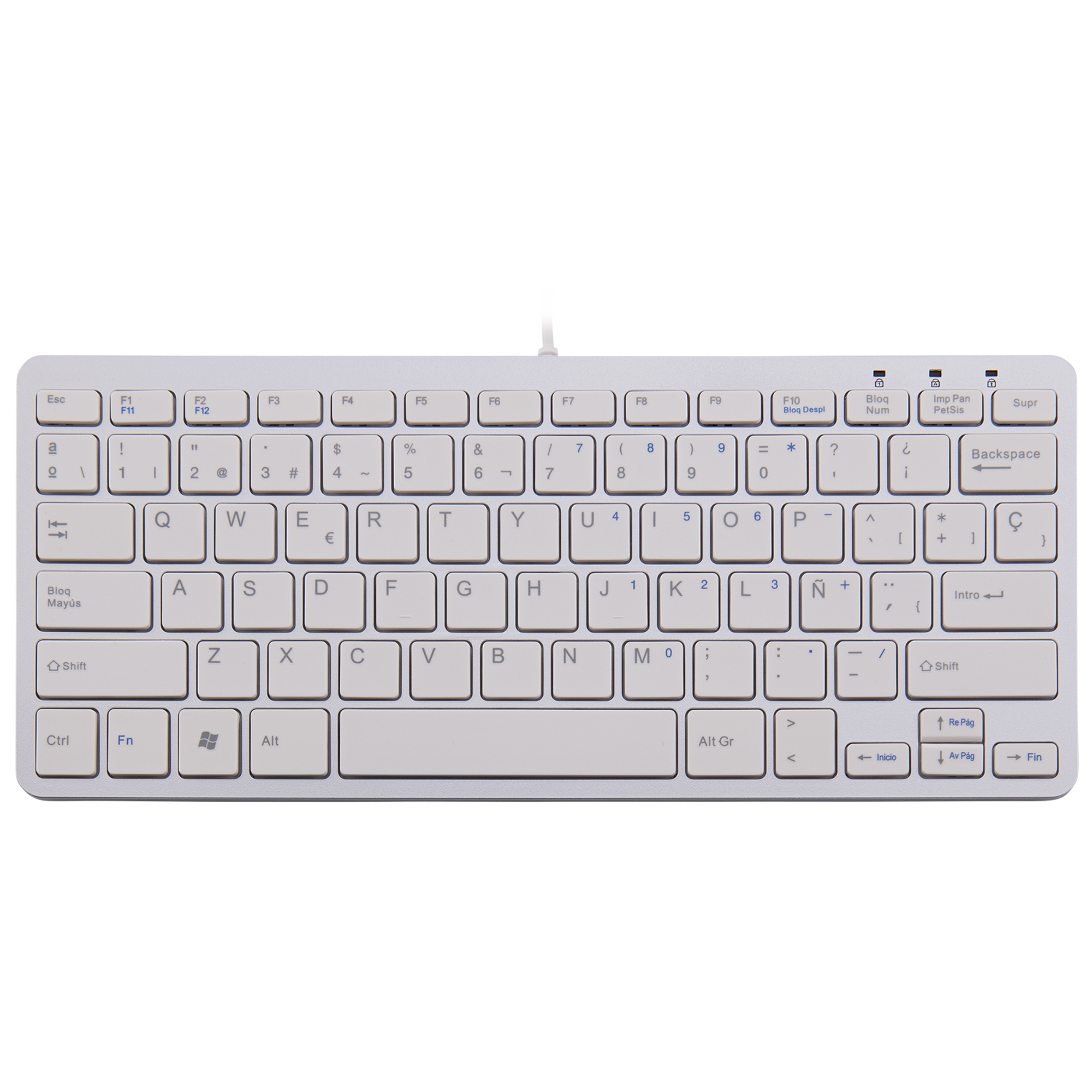 R-Go Tools R-Go Compact Toetsenbord, QWERTY (ES), wit, bedraad