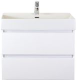BES LED Maxx XL Badmeubelset 80 cm - Wit Hoogglans - Wastafel Kube 1 Kraangat
